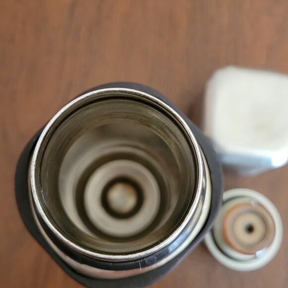 Starbucks Black Rubber Sleeve Square Top Stainless Steel Thermos 16 oz 2005 - Picture 9 of 9